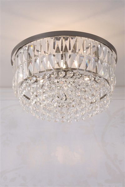 (image for) Laura Ashley Rhosill 3 Light Semi-Flush Crystal and Aged Pewter